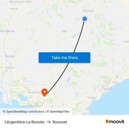 L'Argentière-La-Bessée to Rousset map