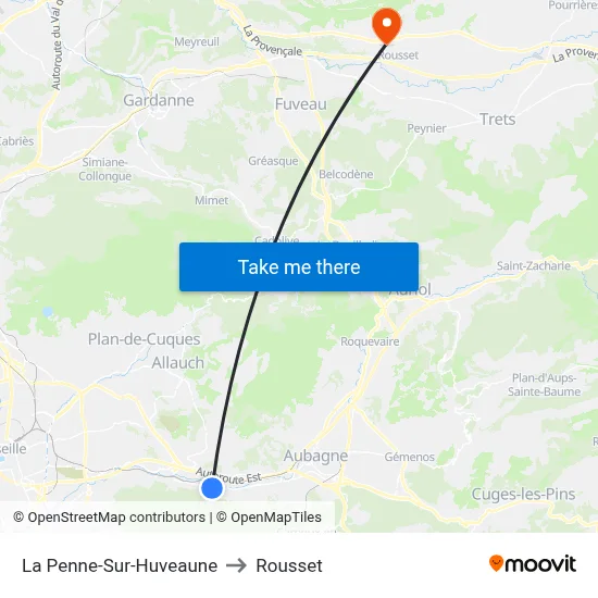 La Penne-Sur-Huveaune to Rousset map