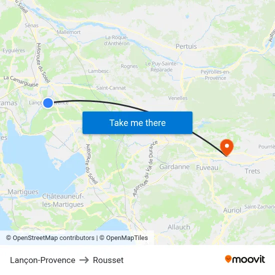 Lançon-Provence to Rousset map