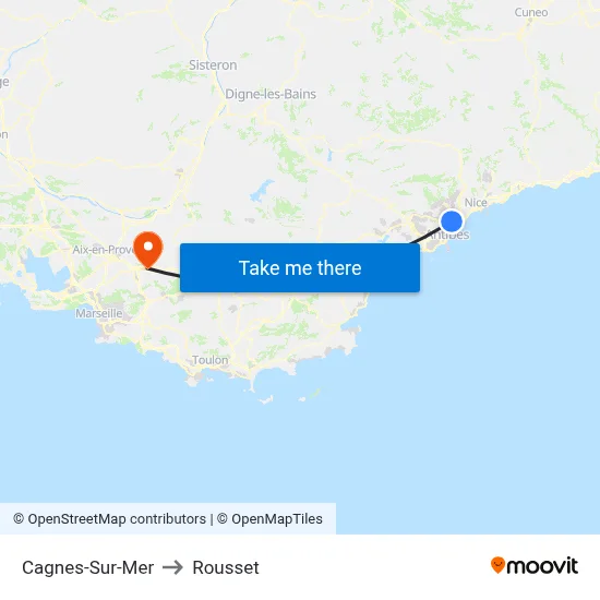 Cagnes-Sur-Mer to Rousset map