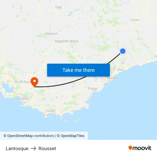 Lantosque to Rousset map