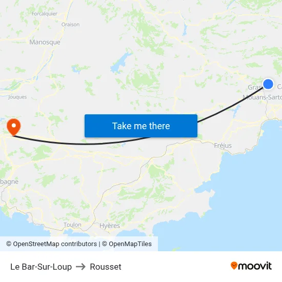 Le Bar-Sur-Loup to Rousset map