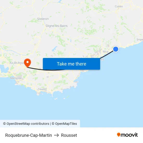 Roquebrune-Cap-Martin to Rousset map