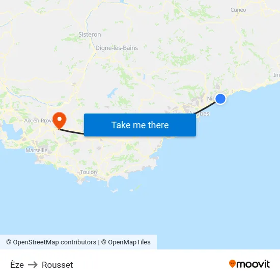 Èze to Rousset map