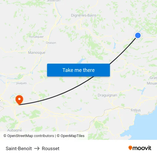 Saint-Benoît to Rousset map