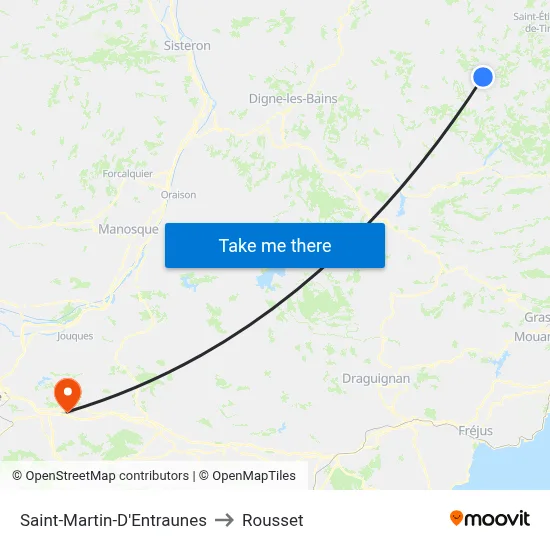 Saint-Martin-D'Entraunes to Rousset map