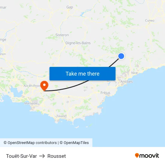 Touët-Sur-Var to Rousset map
