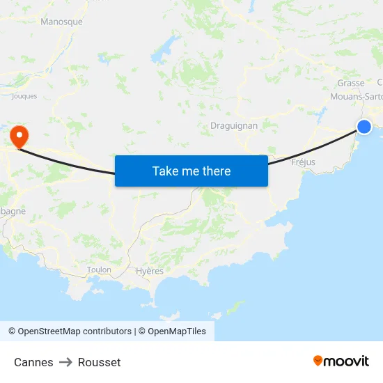 Cannes to Rousset map
