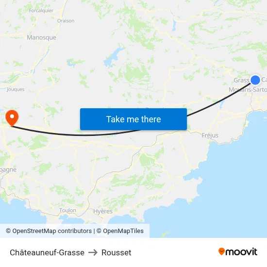 Châteauneuf-Grasse to Rousset map