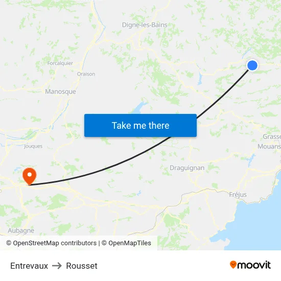 Entrevaux to Rousset map