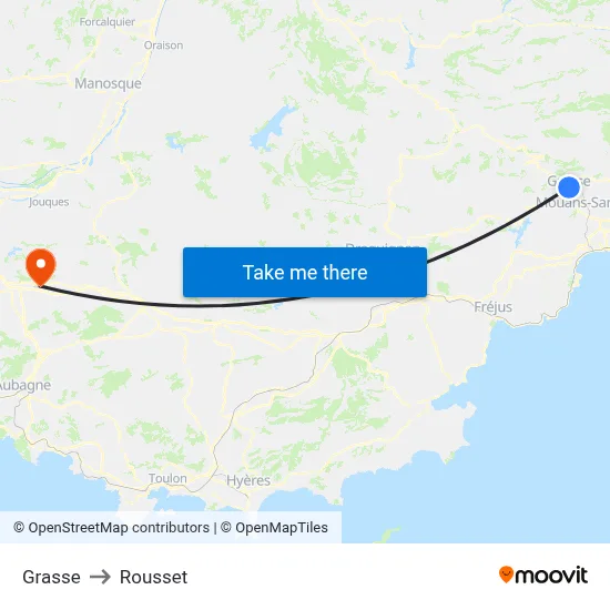 Grasse to Rousset map