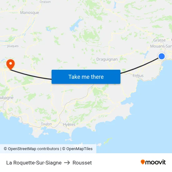 La Roquette-Sur-Siagne to Rousset map