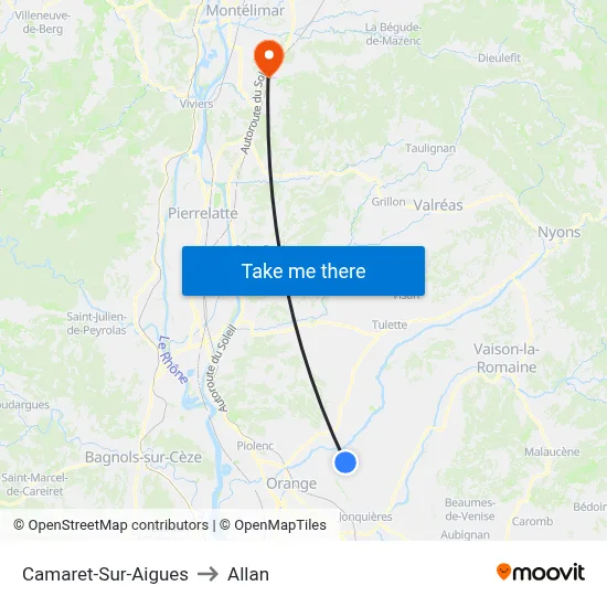 Camaret-Sur-Aigues to Allan map