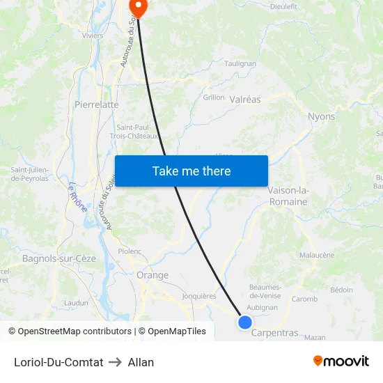 Loriol-Du-Comtat to Allan map