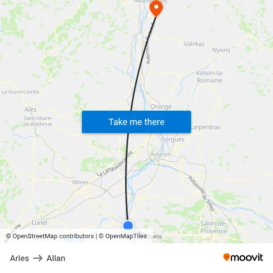 Arles to Allan map