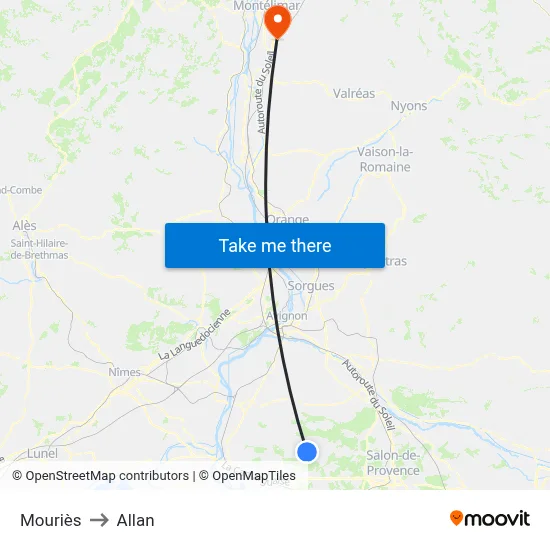 Mouriès to Allan map
