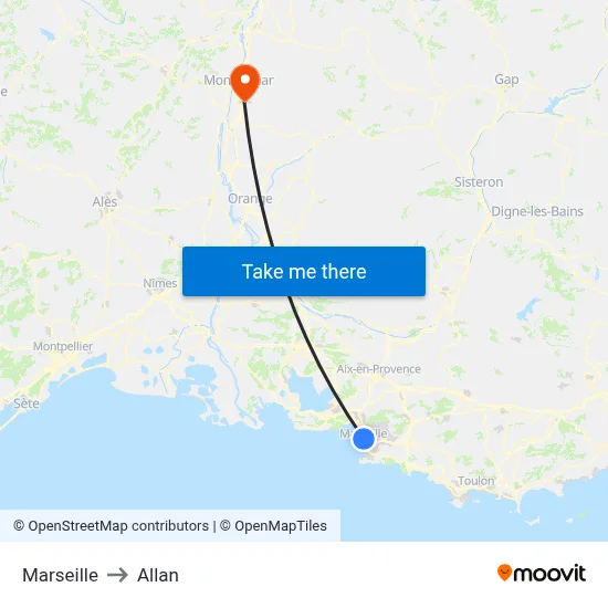 Marseille to Allan map