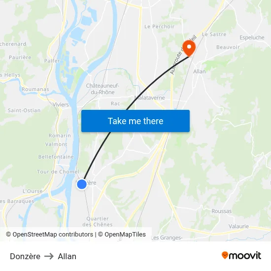 Donzère to Allan map