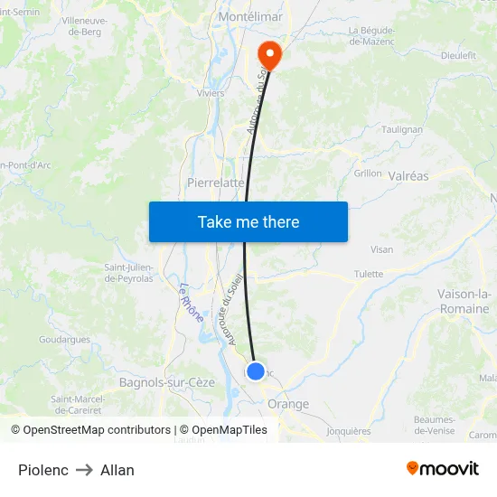 Piolenc to Allan map