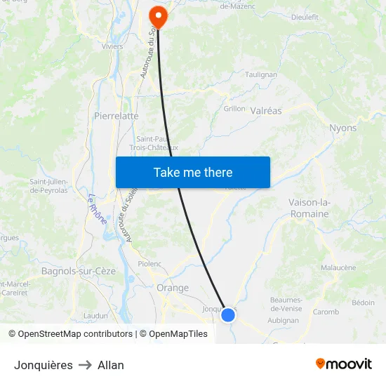 Jonquières to Allan map