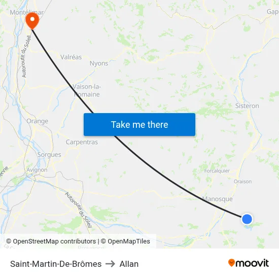 Saint-Martin-De-Brômes to Allan map