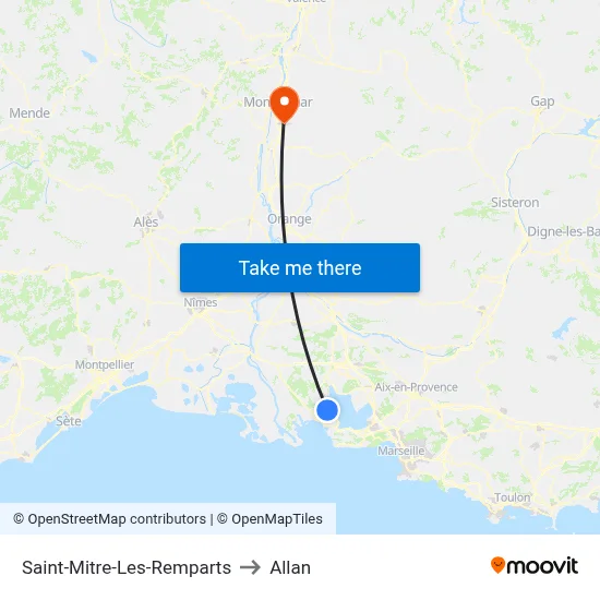 Saint-Mitre-Les-Remparts to Allan map