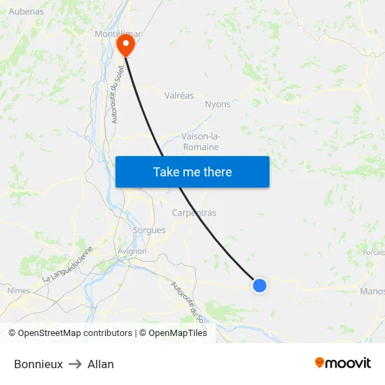 Bonnieux to Allan map