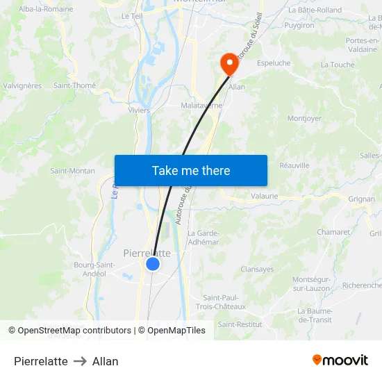 Pierrelatte to Allan map