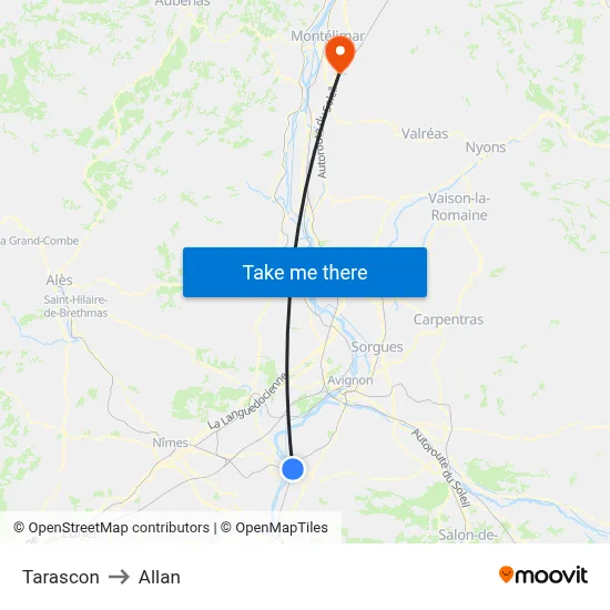 Tarascon to Allan map