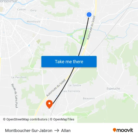 Montboucher-Sur-Jabron to Allan map