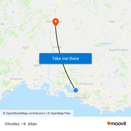 Vitrolles to Allan map