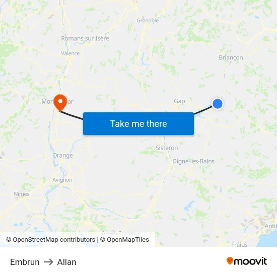 Embrun to Allan map