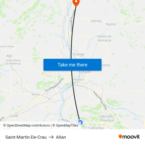 Saint-Martin-De-Crau to Allan map