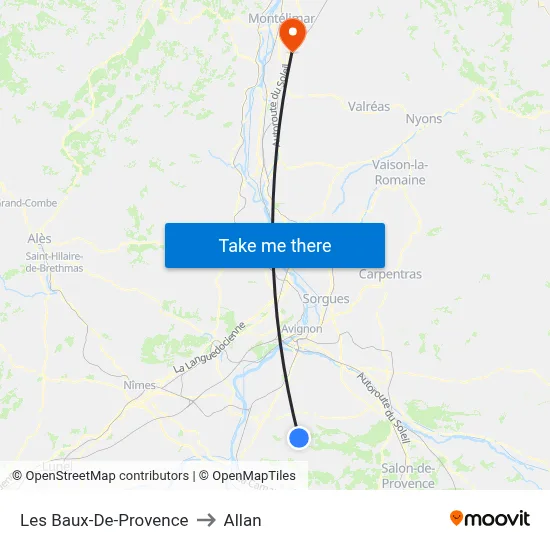 Les Baux-De-Provence to Allan map