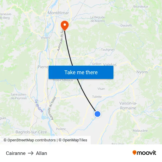 Cairanne to Allan map