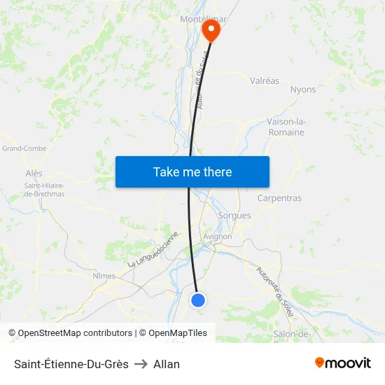 Saint-Étienne-Du-Grès to Allan map