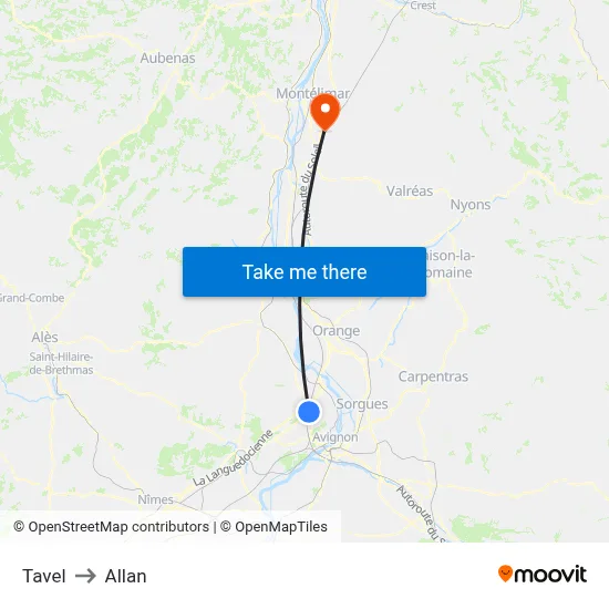Tavel to Allan map