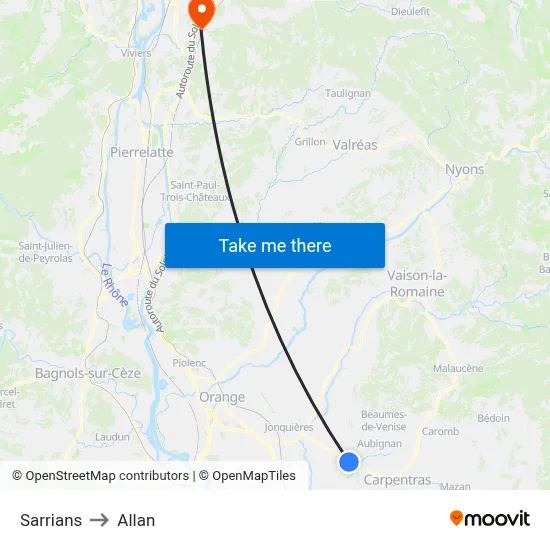 Sarrians to Allan map