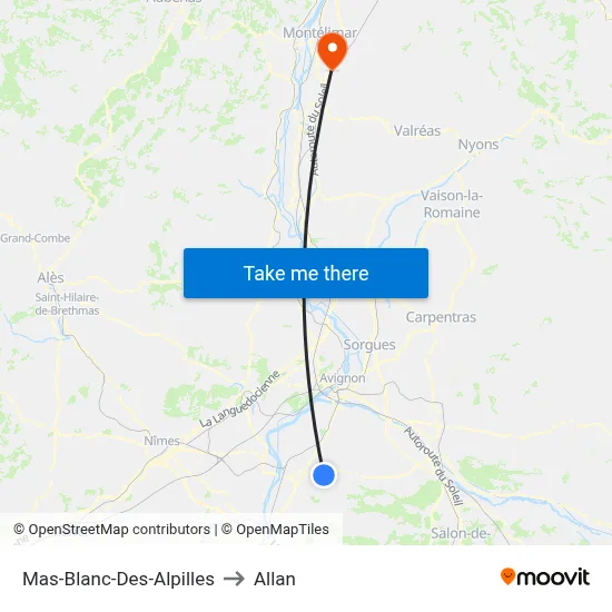 Mas-Blanc-Des-Alpilles to Allan map