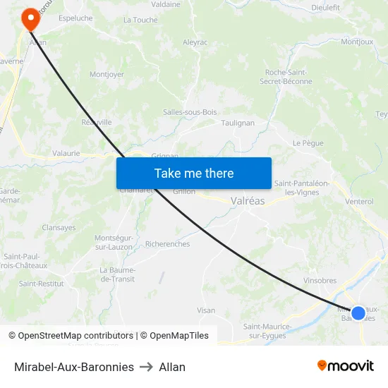 Mirabel-Aux-Baronnies to Allan map