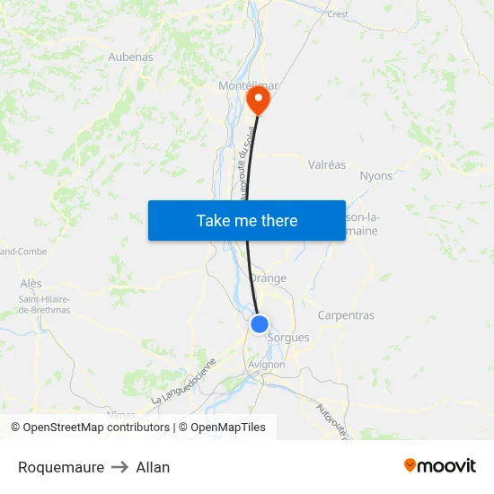 Roquemaure to Allan map