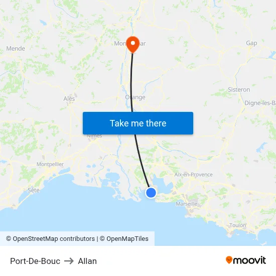 Port-De-Bouc to Allan map