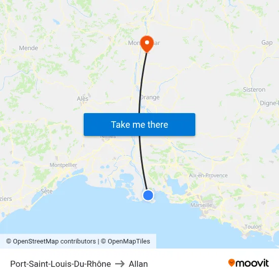 Port-Saint-Louis-Du-Rhône to Allan map