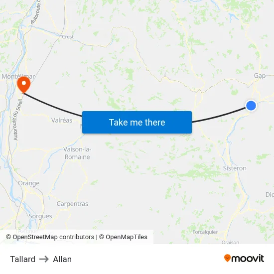 Tallard to Allan map