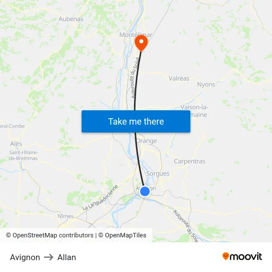 Avignon to Allan map