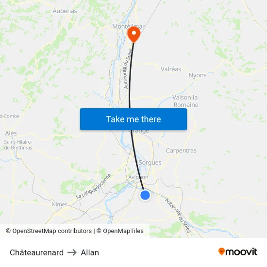 Châteaurenard to Allan map