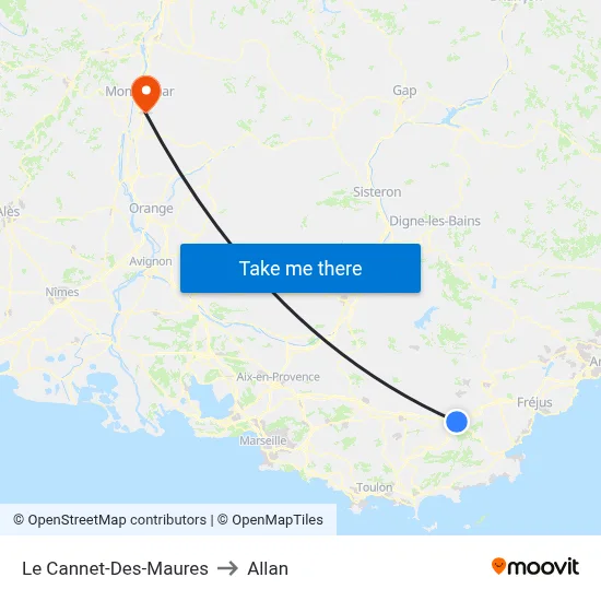 Le Cannet-Des-Maures to Allan map