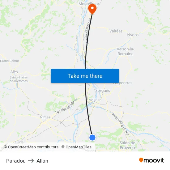 Paradou to Allan map