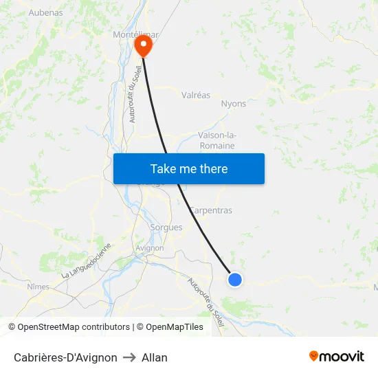 Cabrières-D'Avignon to Allan map