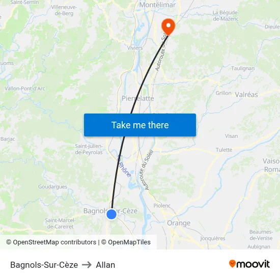 Bagnols-Sur-Cèze to Allan map